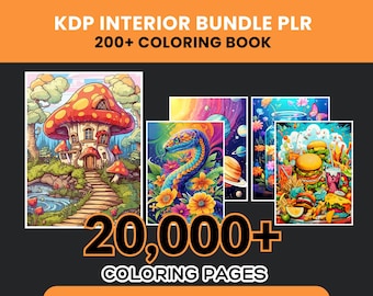 Paquete de libros para colorear PLR 20K KDP Interior - Descarga digital - 200 libros para colorear - Las páginas para colorear más vendidas para niños, niñas, niños y adultos