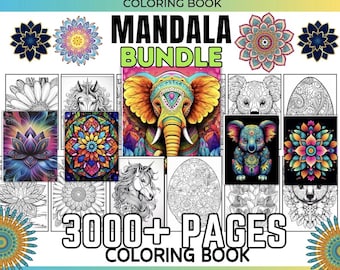 3000 Adult Mandala Coloring Book | INSTANT DOWNLOAD | Printable Coloring Pages | Adult Mandala Coloring Pages | Stress Relief Coloring Pages