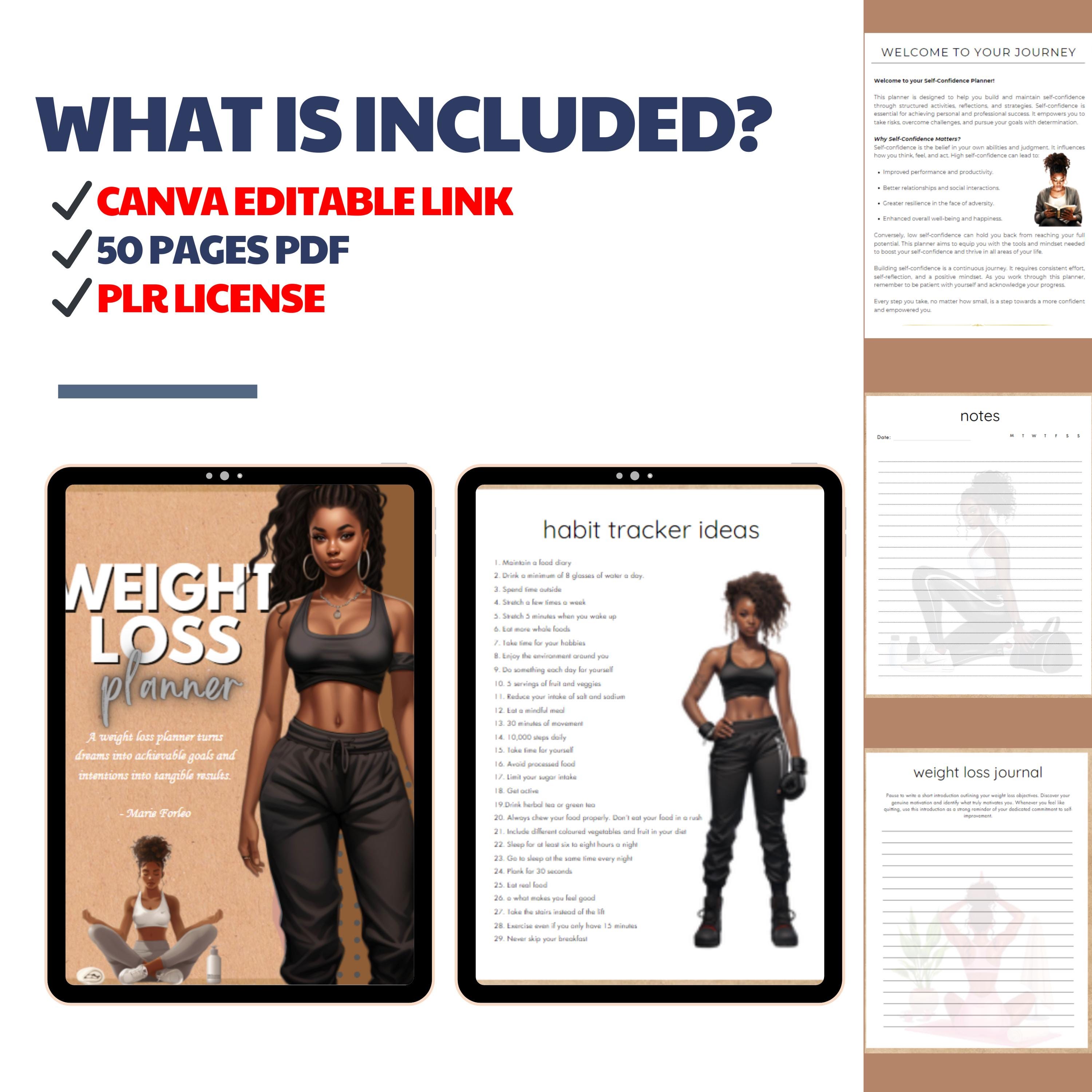 PLR Weight Loss Planner for KDP Canva Planner and Editable Template ...