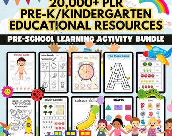 Recursos educativos para niños, profesores, padres, hojas de trabajo para niños, actividades para el aula, paquete de productos digitales DFY, derechos de reventa maestra PLR MRR