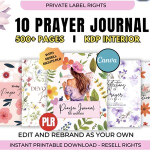 PLR Prayer Journal Bundle for KDP Interior Editable Template and Printable Journal, Bible Study Journal Prayer Digital Planner