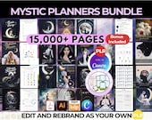 Mystic Spiritual Planner Journal Bundle, PLR MRR Canva Templates