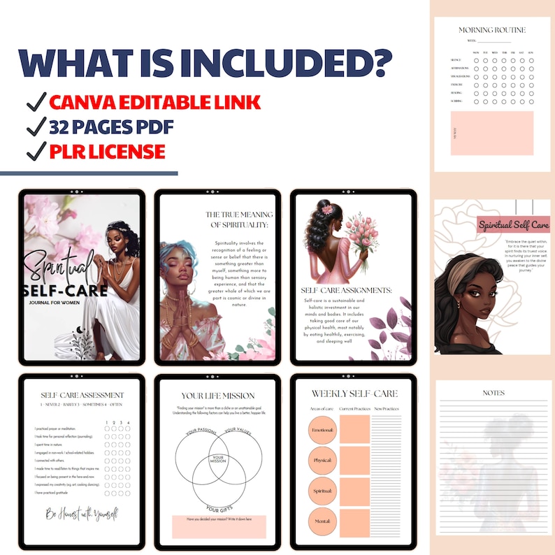 PLR Spiritual Self Care Journal for Black Girl, Resell Rights Canva ...