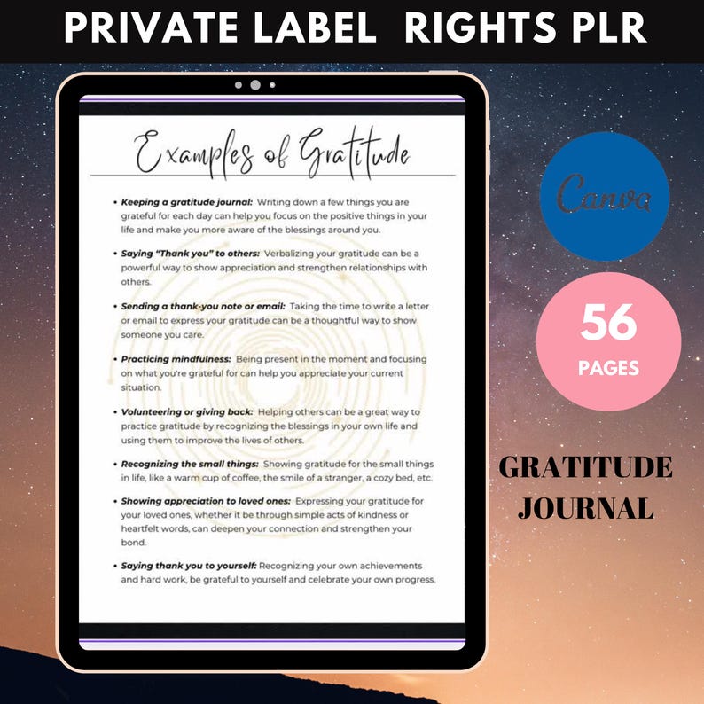 PLR Resell Gratitude Journal for Black Girl KDP Canva Planner Editable Template Self Love Manifestation Gratitude Resell Rights Printable