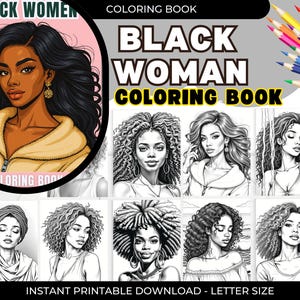 35 Beautiful Black Women Coloring Pages Vol 3, Adult & Teen Coloring Book, Printable Pretty Black Girl Colouring Book Digital Stress-Relief