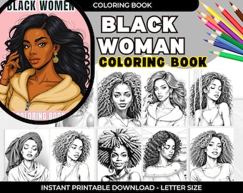35 Beautiful Black Women Coloring Pages Vol 3, Adult & Teen Coloring Book, Printable Pretty Black Girl Colouring Book Digital Stress-Relief