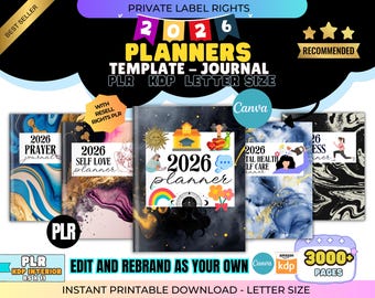 2026 PLR Planner Editable Journal Templates 3000+ Pages Canva Bundle for KDP Interior Digital Product Best Seller Top Seller, kdp interior