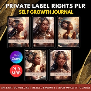 Pacchetto di planner unici PLR MRR Black Girl per autostima, gratitudine, preghiera, cura di sé spirituale, consapevolezza. Rivendibile a destra.