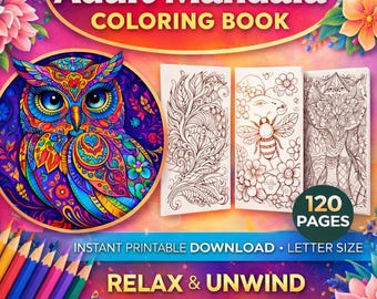 Adult Mandala Coloring 120 Pages, Zentangle, Mandalas, Stress-Relief, Relaxing, Healing, Soothe Anxiety, Colouring book, Printable, Digital