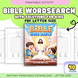 Bible Word Search Printable: Christian Game for Adults & Teens (PDF Downloadable Letter Size)