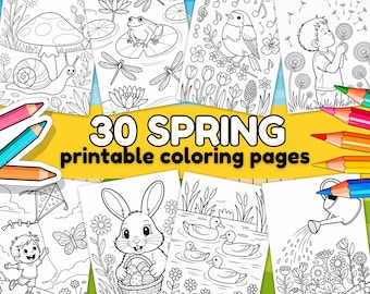 Spring Easy Coloring Pages For Kids, Toddlers, Preschoolers Toddler Coloring Book Simple 30 Coloring Pages Homeschool Printable Kindergarten