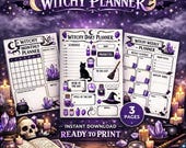 Witchy Planner, Daily, Weekly, Monthly  Page, Instant Download, PDF, Digital Use, Grimoire, 3 pages