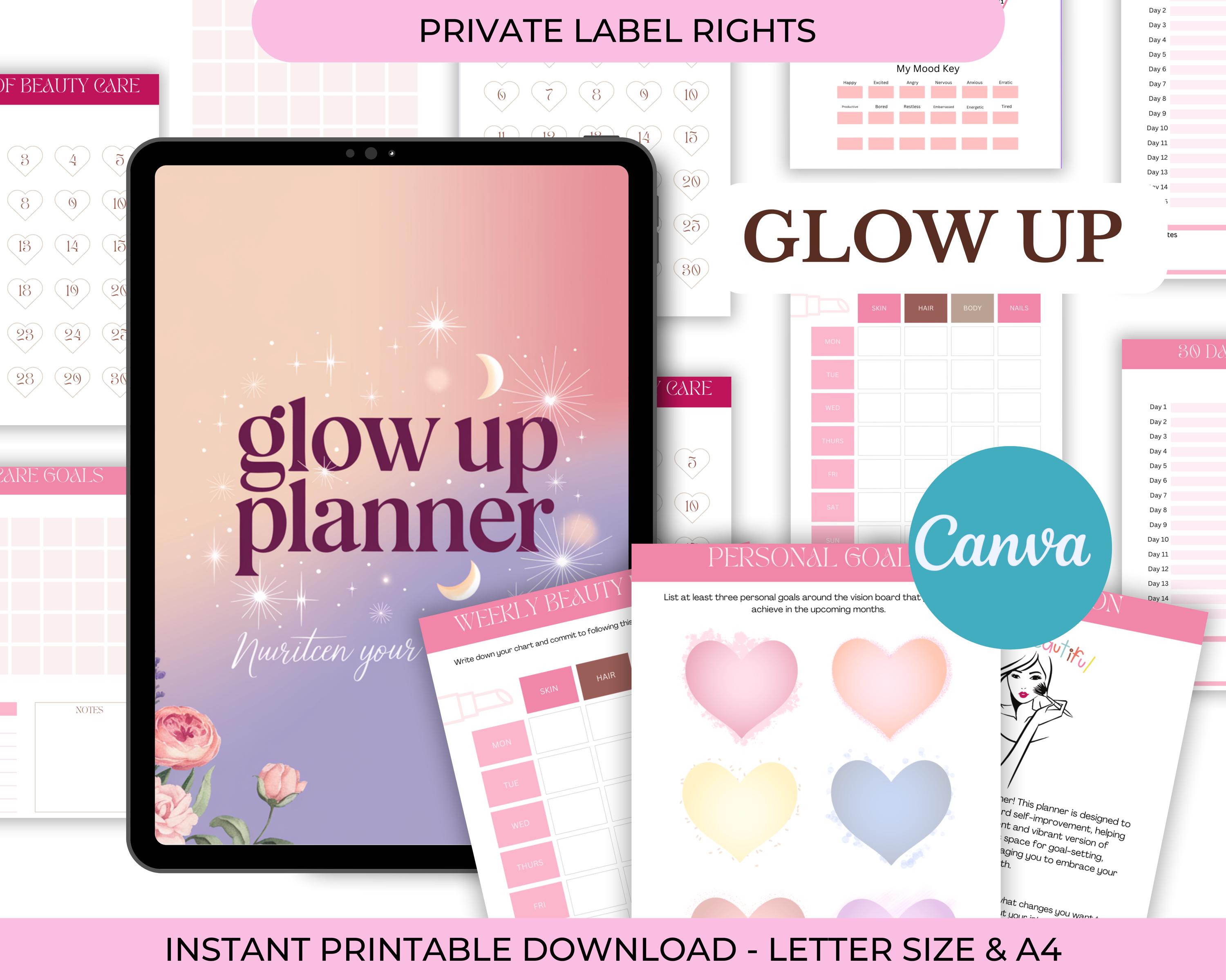 PLR Glow up Workbook Printable, Goal Planner, Life Planner Printable ...