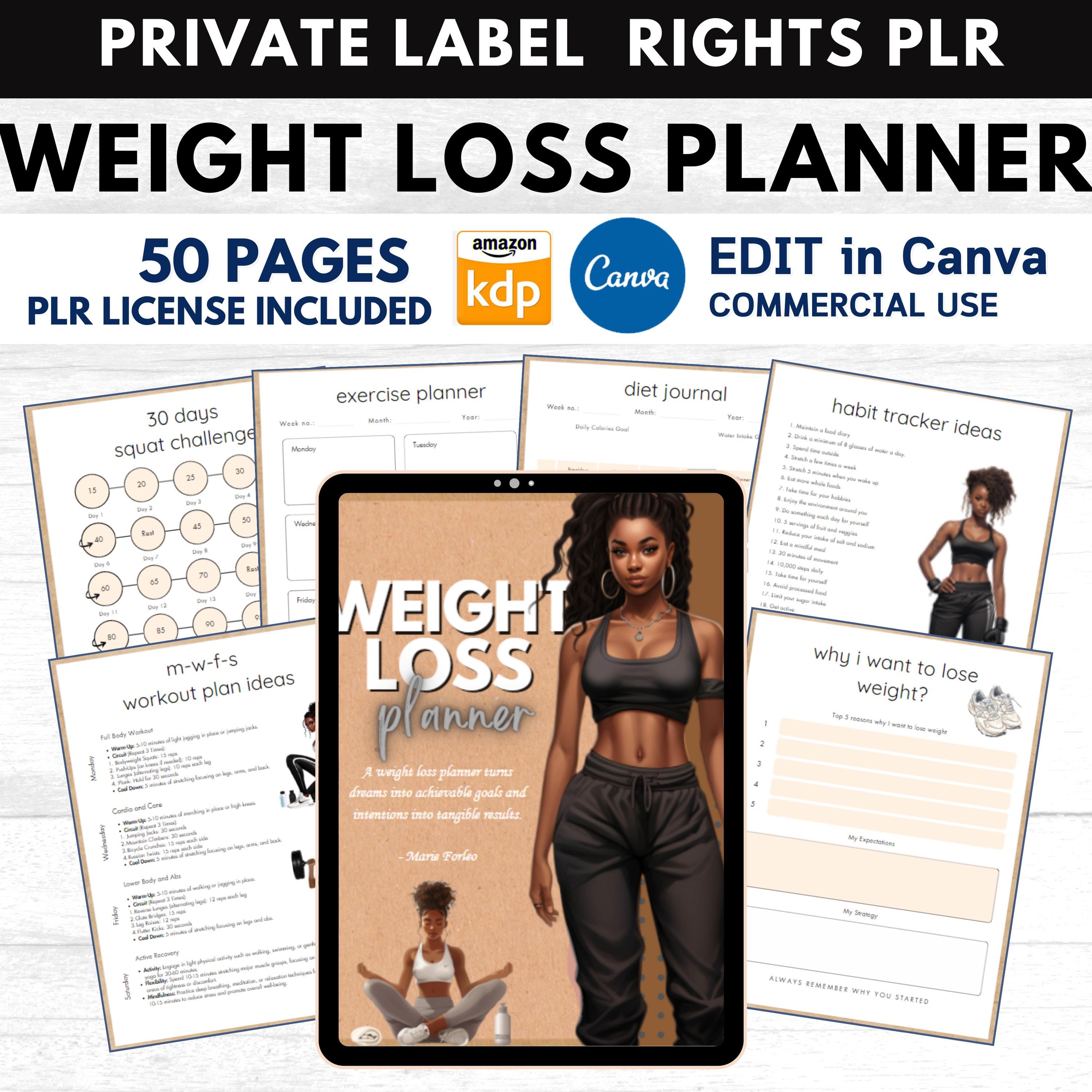 PLR Weight Loss Planner for KDP Canva Planner and Editable Template ...