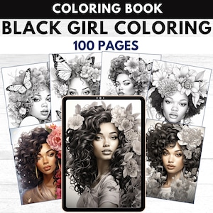 100 Pages African Black Women Coloring Pages | Black Women Vol 1 Coloring Book | 100 Page Adult & Teen Coloring Book Digital, Printable