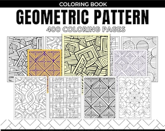 400 pages à colorier de motifs géométriques, imprimables, téléchargement numérique instantané, coloriage pour enfant adulte, livre de coloriage de motifs, livre de coloriage de formes