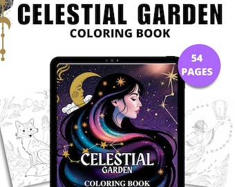 Celestial Witch Coloring Pages, Witchy Coloring Book for Adults, Mystic Coloring Book, Witch Aesthetic Magic Coloring Crystals Tarot, PDF