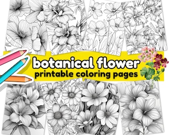 185 Botanical Flower Coloring Pages: Stress-Relief Adult Designs (PDF Printable Bundle