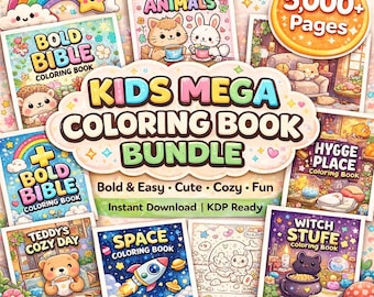 PLR 5000+ Coloring Book for Kids Bold & Easy Printable Coloring Sheets KDP Interior Bundle, Printable Colouring Book Bundle Resell Rights