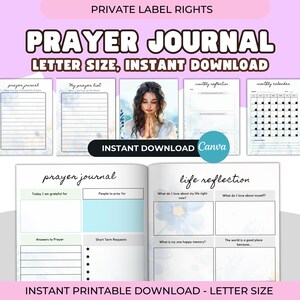 PLR Self Growth Journal Bundle: 300+ Page Canva Editable, KDP Interior, Printable Prayer, Gratitude & Self-Care Templates w/ Resell Rights