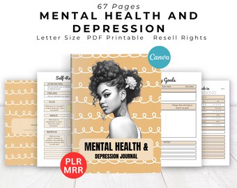 Mental Health Journal Bundle for Commercial Use Printable Journal and Editable Template Anxiety and Depression Journal Stress Journal