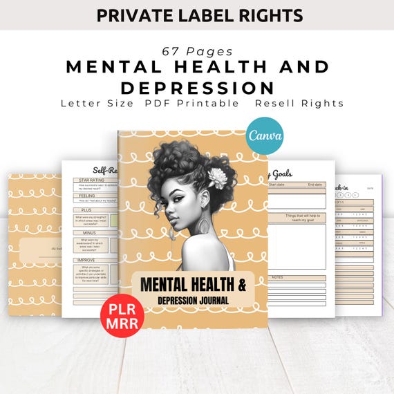 Mental Health Journal Bundle for Commercial Use Printable Journal and Editable Template Anxiety and Depression Journal Stress Journal