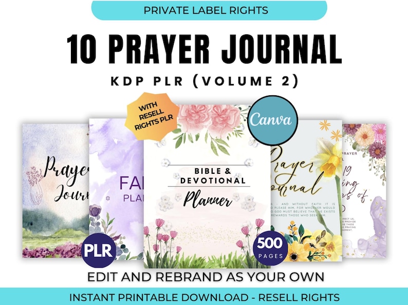 10 Faith Journal Bundle PLR Resell Canva Editable PDF Printable and ...