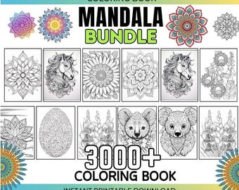 3000 Adult Mandala Coloring Book | INSTANT DOWNLOAD | Printable Coloring Pages | Adult Mandala Coloring Pages | Stress Relief Coloring Pages