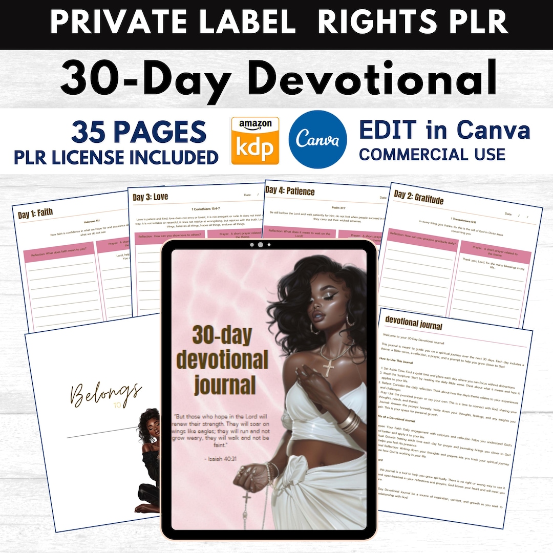 PLR 30 Daily Devotional Journal for KDP Canva Planner and Editable ...