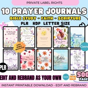 PLR Resell Prayer Journal Bundle 500+ pages Editable Template and Printable Journal, Bible Study Journal Prayer Digital Planner DFY REBRAND