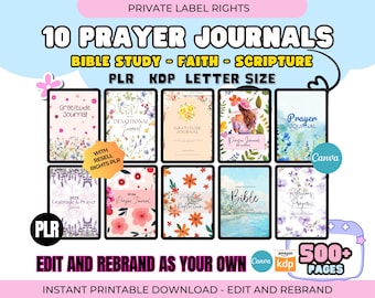 PLR Resell Gebet Journal Bundle 500+ Seiten Bearbeitbare Vorlage und druckbares Journal, Bibelarbeit Journal Gebet Digitaler Planer DFY REBRAND