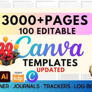 3000+ Pages Canva Editable PLR Planner Template Bundle for KDP Interior, Canva PLR mrr  Journals Planners Tracker done for you