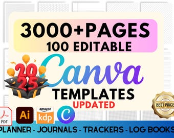 Canva Template Bundle 3000+ Pages, 100 Canva PLR Templates, Planners, Journals, Trackers,Printable, Master Resell Rights, MRR PLR Products