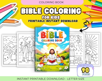 聖書の一節の塗り絵：100ページ、キリスト教の聖句（PDFパターン）