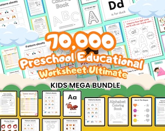 教育リソース、就学前幼稚園教育ワークシートバンドル、子供の学習バンドルワークシートリソース、子供向けアクティビティブック
