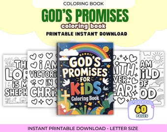 Gottesversprechen Malbuch für Kinder, Bibel Vers Malseiten druckbare Bundle christlich, religiös, Entspannung, Inspiration, Schrift
