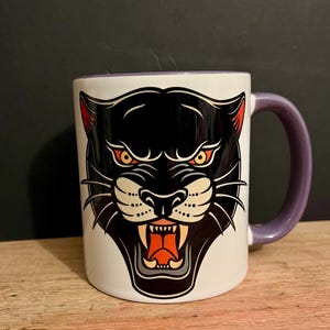 American traditional panther tattoo flash mug