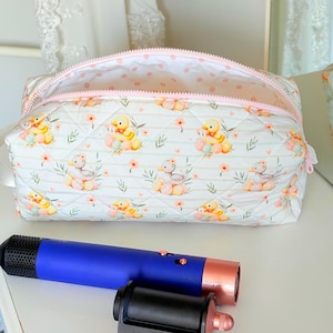 Quilted Duck Pattern Hair Tool Bag, Waterproof Travel Organizer