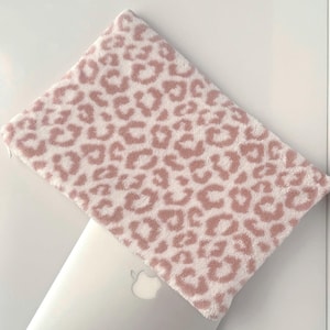 Leopard Sherpa Laptop Sleeve, 13-16" MacBook Case – Pink & Brown