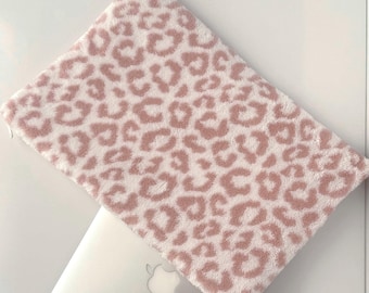 Leopard Sherpa Laptop Sleeve, 13-16" MacBook Case – Pink & Brown