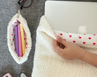 Teddy Plush Pencil Case, Soft Plush Pen Pouch, Travel Stationery Organizer