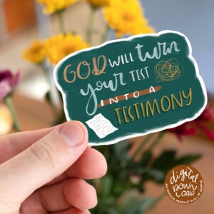 Handwritten Christian Clip art; God will turn your test into a testimony; Testimony quote printable; Christian PNG clipart; DIGITAL DOWNLOAD