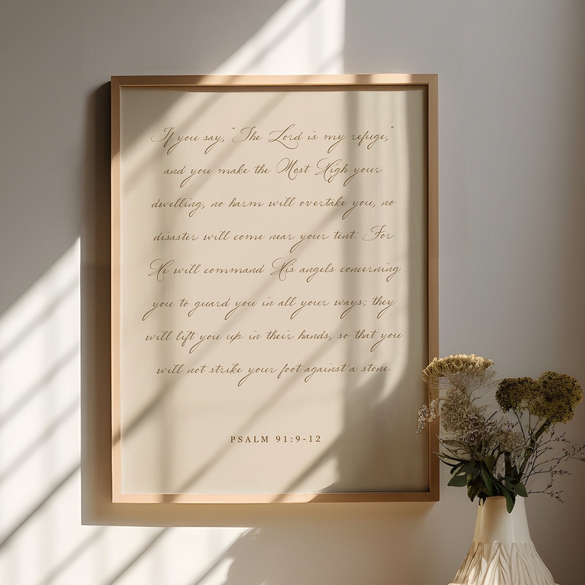 Minimalist Christian Wall Art Print; Psalm 91:9-12 the Lord is My ...