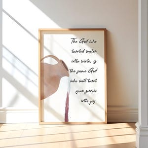Hand-drawn jar with water turns into wine | Christian quote printable wall art; Christian gift; Miracle of Jesus; DIGITAL DOWNLOAD