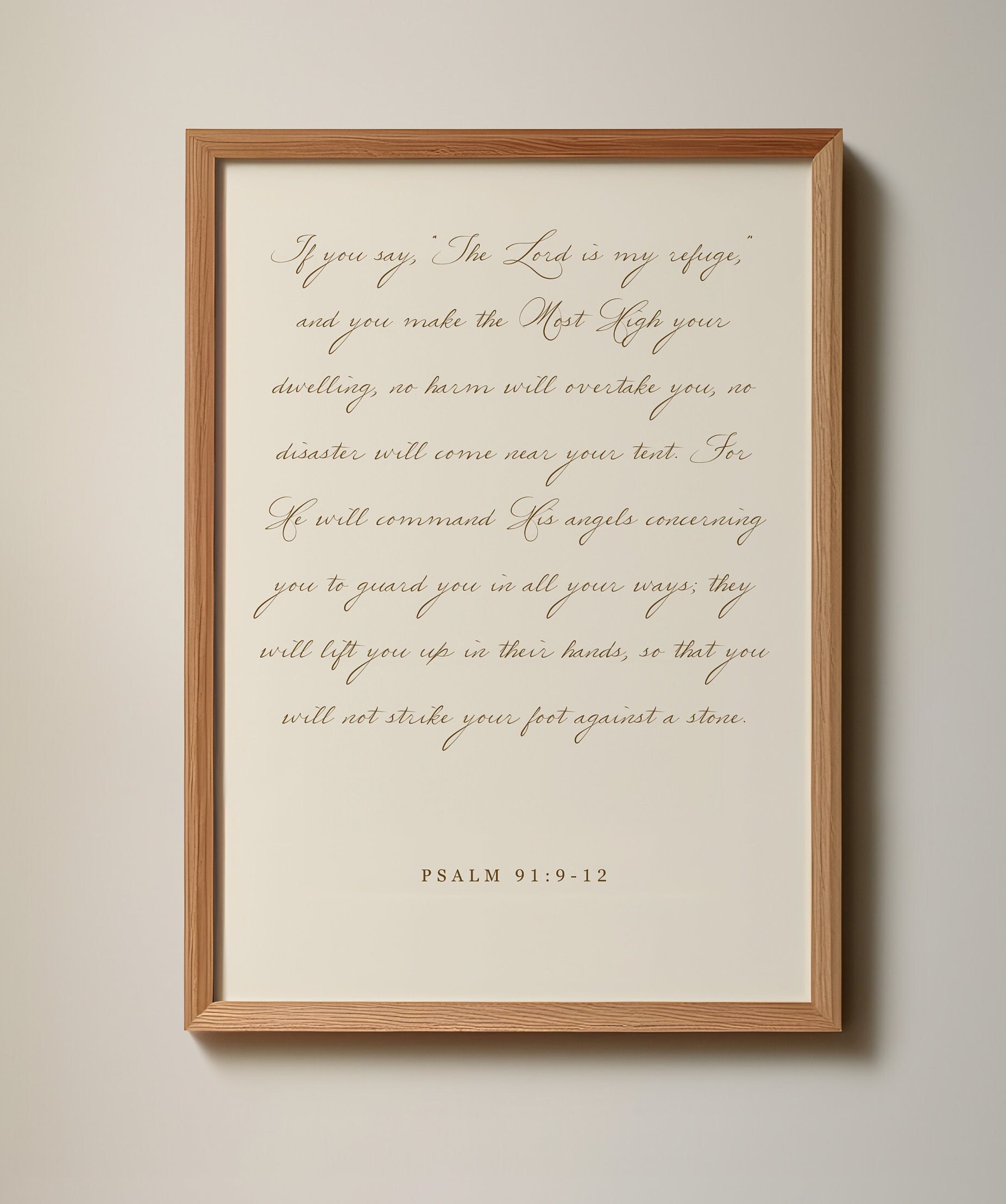 Minimalist Christian Wall Art Print; Psalm 91:9-12 the Lord is My ...