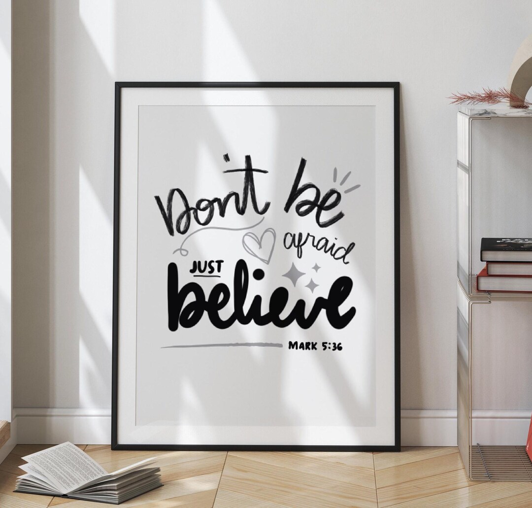 Christian Printable Wall Art; Black and White Bible Verse Typography ...