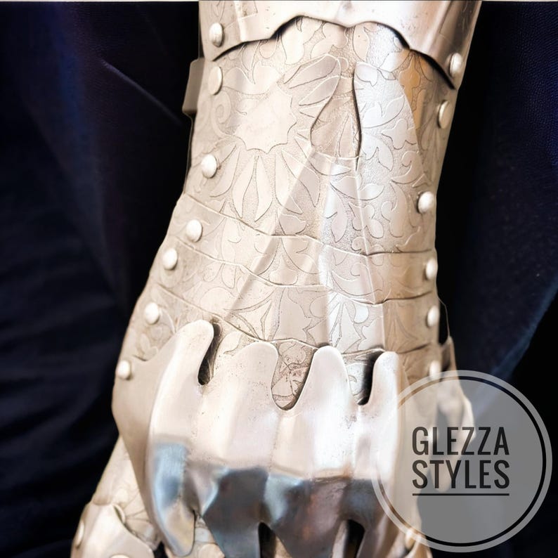 Middeleeuwse ridderhandschoenen - Handbescherming gepolijst staalpantser - Gothic Crusader-handschoenen voor Halloween-kostuum, LARP en cosplay afbeelding 4