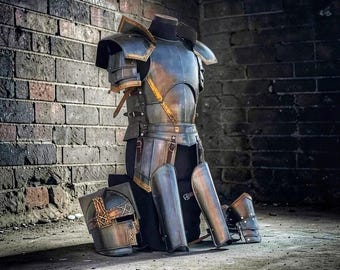 Full Roman Muscle Armor Set | Medieval Steel Body Suit Knight Armor | Includes Cuirass Pauldrons Bracers Greaves | Wearable LARP Cosplay