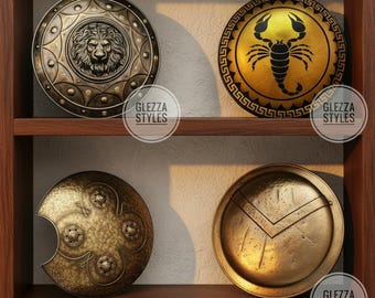 24" Medieval Round Shield | 4 Epic Styles | Handcrafted Steel & Iron Battle Shield for LARP Cosplay Reenactment Armor Halloween Decor