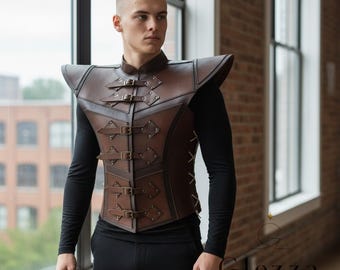 Unisex Medieval Assassin Leather Armor Witcher Style Rogue Vest Fantasy Mercenary Buckled Cuirass Dragon Age Inspired Leather Gear Cosplay